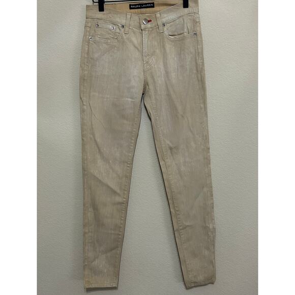 Ralph Lauren Black Label Jeans Womens Size 27 Salvage Yellow Tan Pants TINY FLAW - Picture 4 of 14